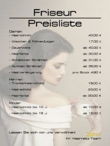 Preisliste Frisör
